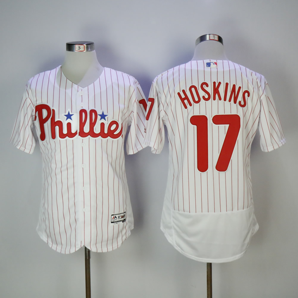 Men Philadelphia Phillies #17 Hoskins White Elite MLB Jerseys